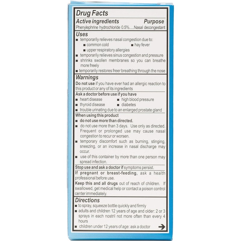 Neo-Synephrine Nasal Decongestant Spray Regular Strength 0.50 oz (PACK OF