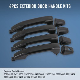 LDMINDA 4PCS Exterior Door Handle 23236150 Repalcement for 2014-2019 Chevy Silverado GMC Sierra 1500 2500 3500 HD Black Painted Outside Door Handles Front Rear Driver & Passenger