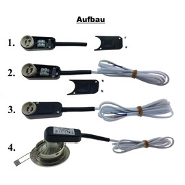 Trango® Security – GU10 Connection Box Set of 5 100 cm 2 x 0.75 mm² White PVC Cable for LED or Halogen Recessed Lighting Spotlight Bulb Socket TÜV/GS geprüft