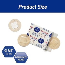 MED PRIDE- Vendajes “Sheer Plastic Spot 100 7/8" Vendajes Redondos Pequeños Estéril con Almohadilla Antiadherente para Herida C