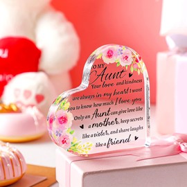 Maitys Aunt Gift from Niece Nephew Aunt Christmas Thanksgiving Day Birthday Gift Acrylic Heart Keepsake Sign Paperweight Idea for Aunt Auntie(Stylish)
