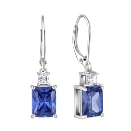 Starchenie Women's Dangle Earrings Sterling Silver Leverback Earrings Princess Brilliant Cut Created Tanzanite Jewelry