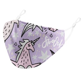 ARI MES 3-Ply Adjustable Fabric Face Mask – Reusable Mask with PM2.5 Filter – Washable Masks with Elastic Ear Loops, Adjustable Nose Strip, and Activated Carbon Filter – Kids, Unicorn