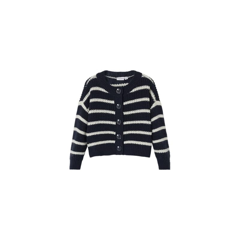 NAME IT Girl Striped Cardigan, Dark Sapphire