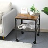 Rustic End Table, 2-Tier Side Table with Adjustable Height Shelf,