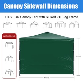 Patioman 3-Piece 10x10 Canopy Sidewalls with Silver Coating UPF50+ Shelter Sunwall Waterproof Canopies Shade Wall Instant Canopy Side Wall for Outdoor Pop up Canopy Tent and Vendor Tent, Forest Green