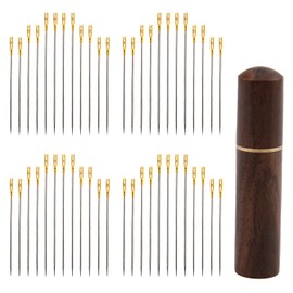48PCS Self Threading Sewing Needles Set,Easy Thread Needles for Hand Sewing, Embroidery, Cross Stitch and Weaving,3 Sizes, Double Hole and Side Slot Needles for DIY Needlework and Craft Projects