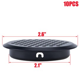 MTMTOOL Set of 10 Air Vents 2 1/9 Inch(53mm) Black Circular Soffit Vent Stainless Steel Round Mesh Hole Louver Vent for Kitchen,Bathroom,Cabinet,Wardrobe and Shoe Cabinet
