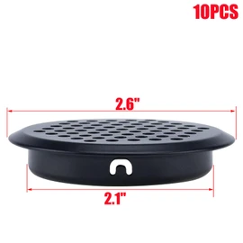 MTMTOOL Set of 10 Air Vents 2 1/9 Inch(53mm) Black Circular Soffit Vent Stainless Steel Round Mesh Hole Louver Vent for Kitchen,Bathroom,Cabinet,Wardrobe and Shoe Cabinet