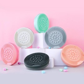 Jessup Limpiador de brochas de maquillaje, 1 unidad, limpiador de brochas de maquillaje, limpiador de maquillaje, almohadilla de silicona, limpieza Mat 2 en 1 húmeda y seca A005