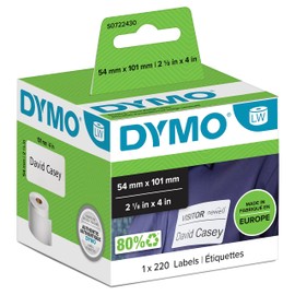 DYMO Orignal LabelWriter Versandetiketten/-Namensschilder (Groß) | 54 mm x 101 mm | Rolle mit 220 leicht ablösbaren Etiketten | selbstklebend | für LabelWriter Etikettendrucker & Beschriftungsgerät