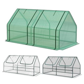 Aoodor 6 x 3 x 3 ft Mini Greenhouse with 2 Zipper Doors, Water-Resistant, UV-Protected for Flowers, Vegetables, and Herbs, Includes 3 Covers