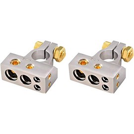 2x 0/4/8 Auto Car Positive Negative Battery Terminal Platinum -USwareh-Automobiles & Motorcycles Auto Parts - (Silver)