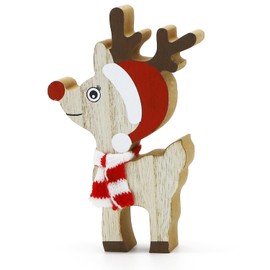 ALLY-MAGIC Wooden Christmas Decorations, Wood Christmas Table Ornament Cute Elk Christmas Party Table Decoration Xmas Tabletop Centerpiece for Xmas Party Home Decor Y7SDLBJ (A)