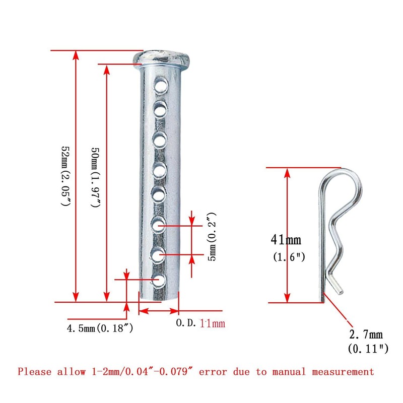 8-20Pack Multisize Flat Head Adjustable Clevis Pin,with Multi-Hole Cylindrical Pin