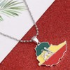 Ethiopian Flag Lion Map Pendant Necklace for Women Men Jewelry