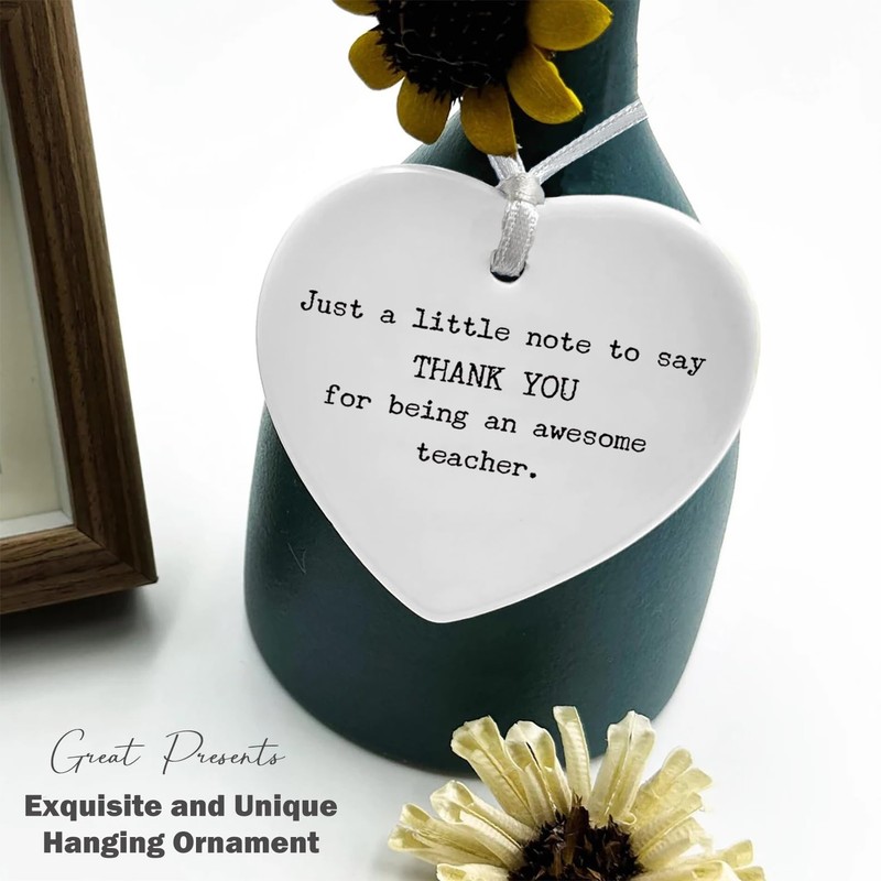 Heart Shaped White Ceramic Ornament-Teacher Appreciation Gift-Just a Little Note