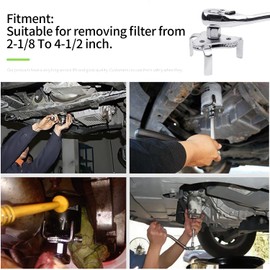 PEATOVIE Universal Oil Filter Wrench and Adjustable 3 Jaw Oil Filter Wrench Remover Use from 2.5 inch to 4.5 inch(6.34cm to 11.42cm) with Storage Case - 3PCS