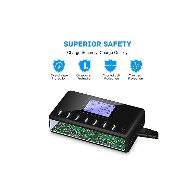 Cargador USB, estación de Carga USB de 60 W, 12