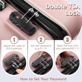 3-Piece Luggage Set Travel Lightweight Suitcases with Rolling Wheels, TSA lock
