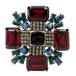 CYPINA Victorian Vintage Black Red Large Maltese Cross Brooch Pin Antique Jewelry Collection