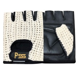 Prime Leather New Ultimate Finger Less Design Net Cycle Padded Gloves Biker Fitness Gym Body Building Weight Lifting Glove 411 (Black With White Net, XL)
