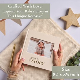Baby Memory Book - Baby Photo Albums - Baby Scrapbook & Record Book - Baby Journal Gift for Newborn Baby Boy & Girl (Cream Fabric)