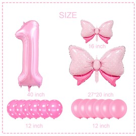 Pink Birthday Balloons, Bow Balloons, Pink 15 Balloons Number 40 Inch, 15th Birthday Decorations for Girls, Number 15 Balloons for Anniversary Decorations