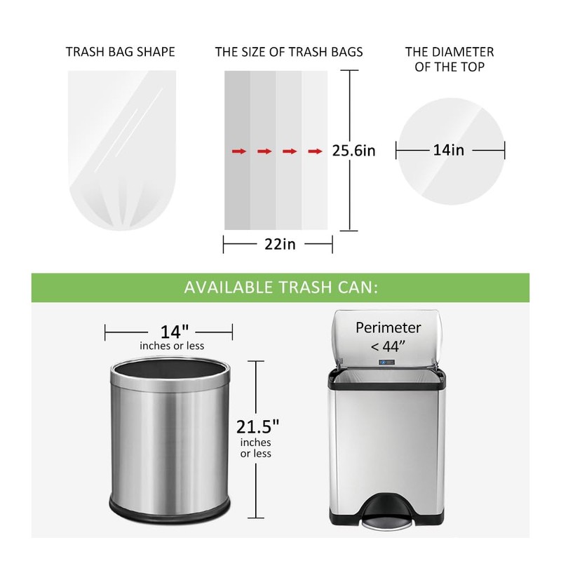 8 Gallon 130 Counts Strong Trash Bags Garbage Bags by
