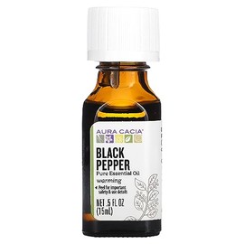 Aura Cacia Black Pepper Essential Oil, 0.5 Fluid Ounce, Paclaging May Vary