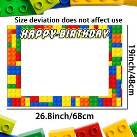 Building Block Birthday Party Photo Booth Props Frame Building Block Party Supplies Building Block Birthday Party Favors for Building Blocks Birthday