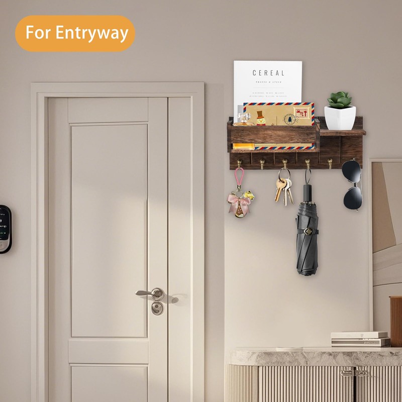 Mulaibdin Key Holder with Shelf, Key Holder Wall Wood, Key