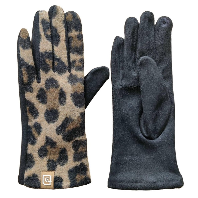 Azyekiny Women Leopard Print Touchscreen Gloves Womens Animal Printing Wool