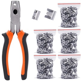 KHEARPSL Wire Cage Clips and Pliers, Hog Ring Pliers Kit Fencing Pliers Pet Dog Rabbit Chicken Cage Bulding Clips Fasteners J-Clips Pliers Metal Cage Building Supplies