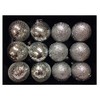 Toyland® Pack of 12-8cm Deluxe Silver Baubles - Silver Glitter Sequin Design - Christmas Tree Decorations