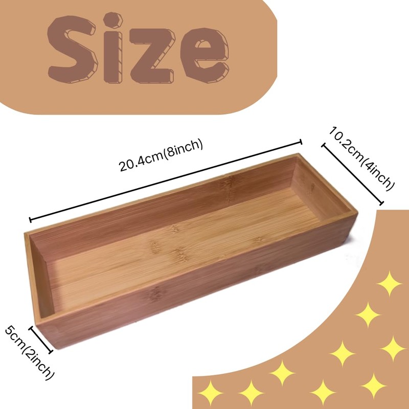 ACOOCLUB Bamboo drawer organizer Kitchen Utensil Organizer Cutlery Box for