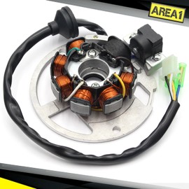 Area1 Replacement Alternator Stator for 50 cc China 2T Engines - Version 2 - For ATU Explorer (Race GT Iron Hi Race Spin) CPI Keeway Forstinger Generic Lifan Luxxon AGM Nova Motors Rivero Motowell