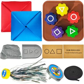 Gonggi Korean Game Set, Fun Traditional Korean Games Such as Jebi Chagi, Gong-gi and DDAKJI, Perfect for Family Travel, Skill Development and Valentine's Day Gifts (Set)