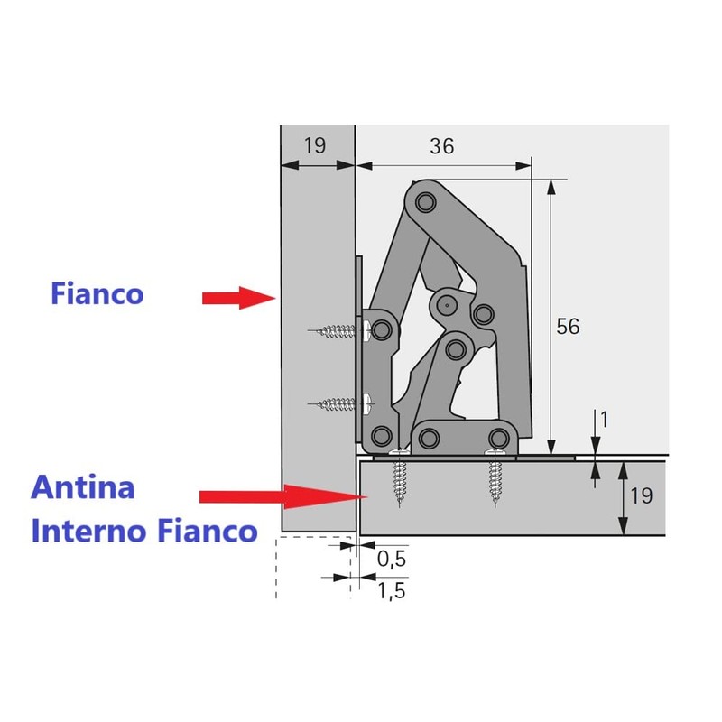 Hinges for Doors without Recessed Hole. Automatic Snap in Opening