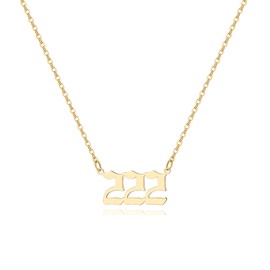 Tavuala Angel Number Necklace For Women, 18K Gold Plated 000 111 222 333 444 555 666 777 888 999 Necklace Numerology Jewelry (Gold, 222)