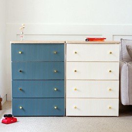Bono House Camilla Thembaboard Wood Top 4-Drawer Chest (6 Colors) New Color Released, Navy (Gold Handle) / 보노하우스 카밀라 템바보드 우드상판 4단 서랍장(6color) 신규컬러 출시, 네이비(골드핸들)