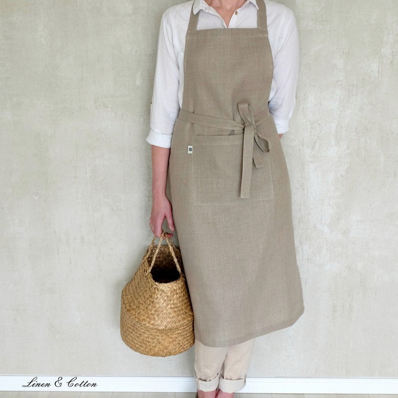 Linen & Cotton KAMI Kitchen Apron Cooking Apron for Women