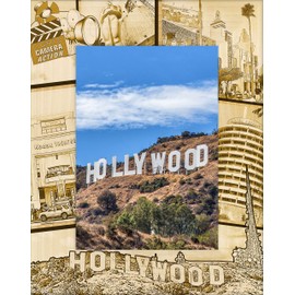 Saddle Mountain Souvenir Hollywood California Laser Engraved Wood Picture Frame Portrait (3 x 5)