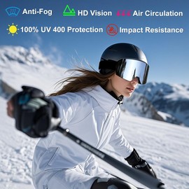 LESC Ski Goggles Anti-fog with UV400 Protection, HD OTG Design Snowboard Snow Skiing Goggles for Men Women Adult & Youth