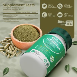 NIUSISE Moringa Powder Capsules, Moringa 800mg, Green Superfood from Moringa Leaf - Moringa Supplement for Energy, Gut & Skin Health, Essential Vitamins, Vegan - 300 Capsules