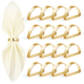 Worthyeah 16Pcs Metal Gold Napkin Rings Set, Stainless Steel Metal Gold Napkin Holder, Fall Thanksgiving Christmas Easter Napkins Rings for Table Decor Wedding, Banquet, Party
