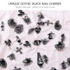 CharmeFleur Y2K 3D Chrome Gemstone Nail Charms Black Gothic Set