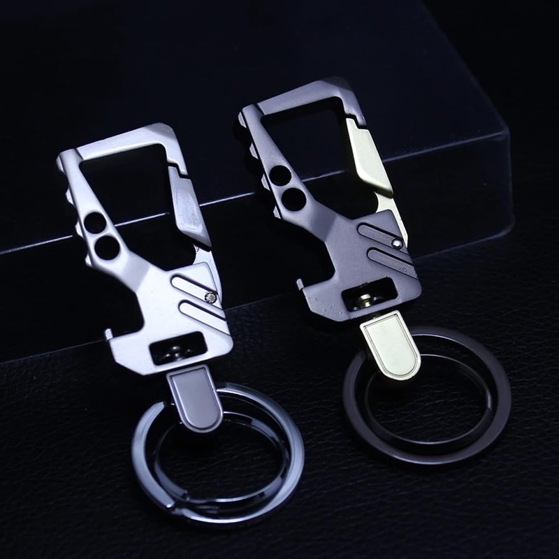 SJLAUX 2 Pcs Multi-tool Keychain, Zinc Metal Keyring with Bottle