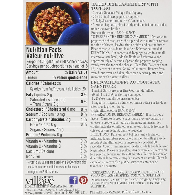 Gourmet du Village Brie Topping Mix Apple Pecan, 38 Gram