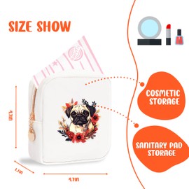 BJDAMAI Mini Makeup Bag, Cute Portable Zipper Pouch Cosmetic Bag For Teen Girls Kids, Small Storage Bag For Sanitary Pad, Coin, Lipstick, Jewelry!, Pug, Cute